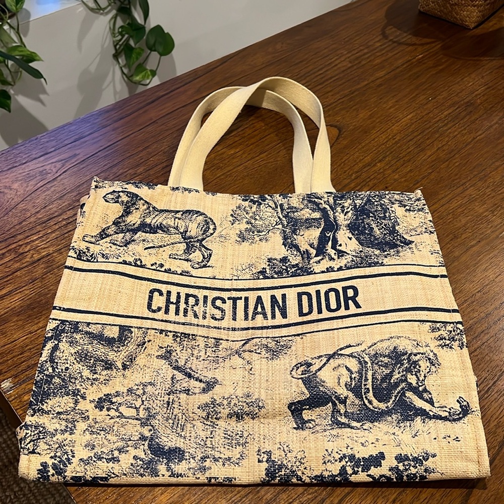 Raffia Dioriviera Tote Beige